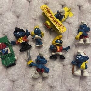 Vintage Blue Figure Toy Set - Yellow & Blue Characters